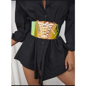 Wide belt with front drawstring